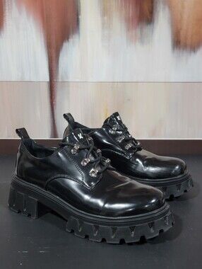 KOI Footwear Chunky Lug Laced Boots Derby Platform Vegan Leather Y2K Goth 7 W's